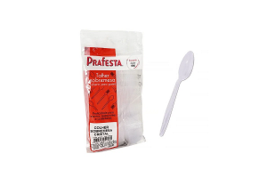 COLHER PLÁSTICA DESCARTÁVEL DE SOBREMESA CRISTAL PCT C/50