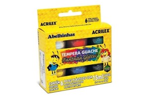 TEMPERA GUACHE FANTASIA GLITTER ACRILEX 6 CORES
